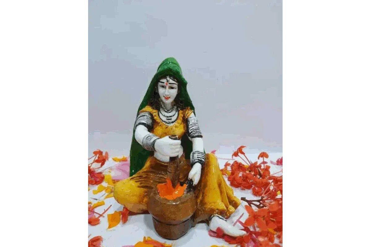 Rajasthani Lady with Chakki - Puja Celebrations