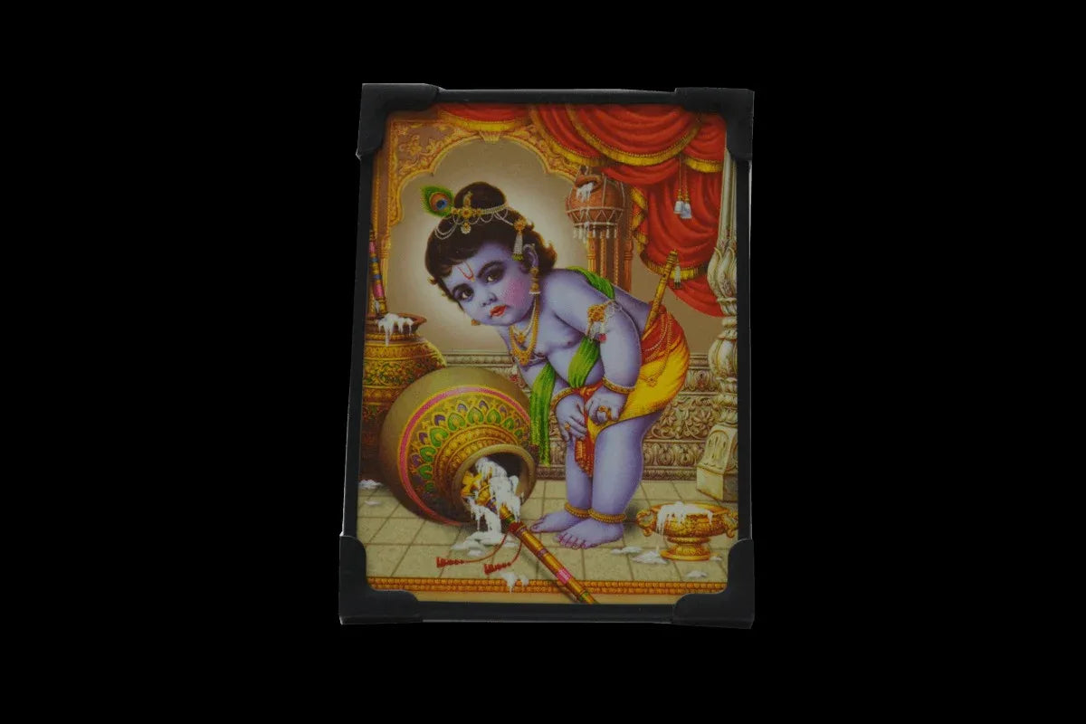 Baby Krishna Stealing Butter Photo Frame - Puja Celebrations