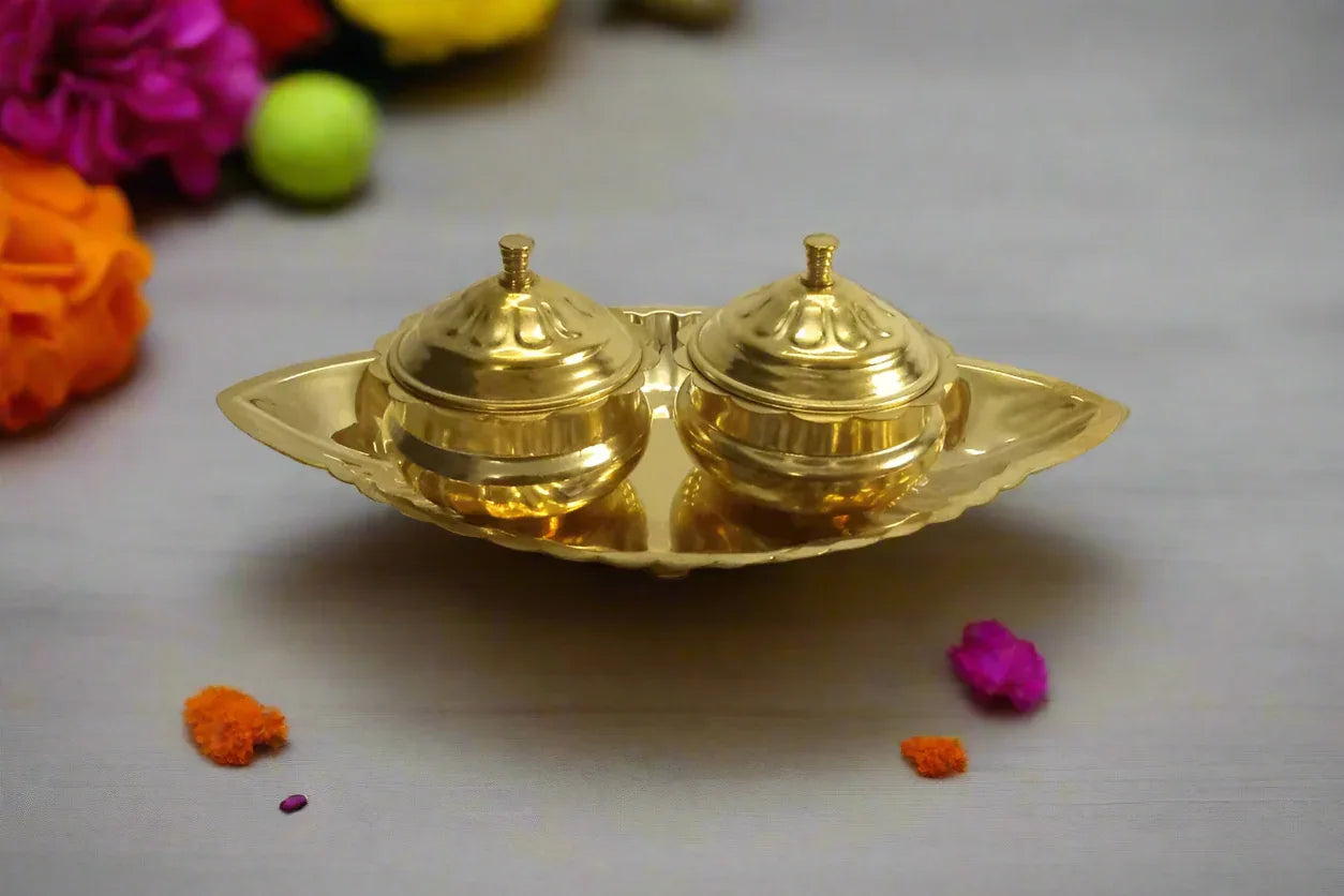 Pooja Plate with Kumkum Box Seemantham Return Gifts – Puja