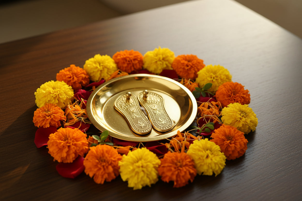 Charan Paduka Plate Medium - Puja Celebrations