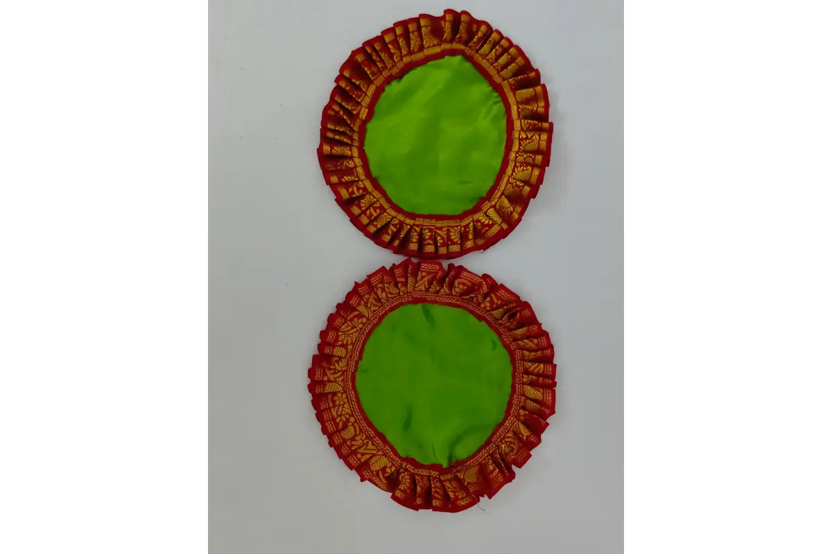 Round Pooja Mat with Frilled Lace