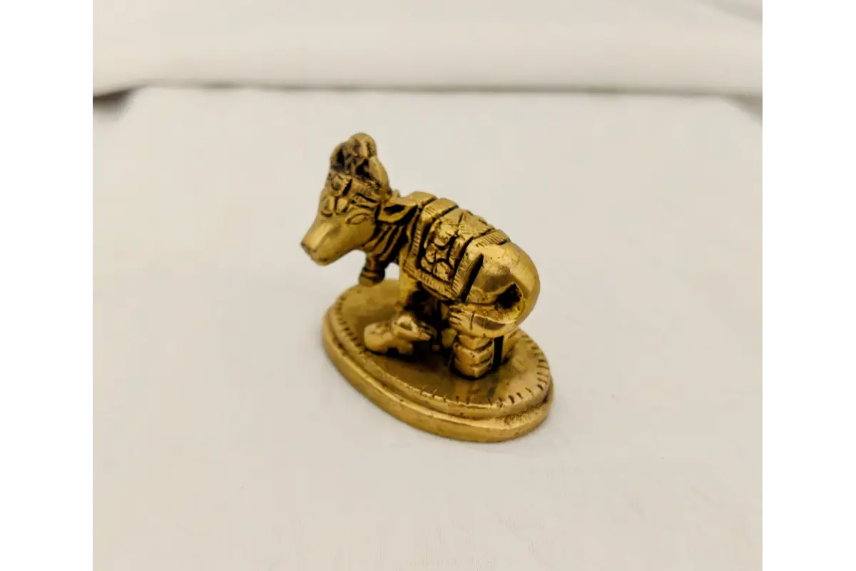 Small Brass Cow and Calf Idol – Puja Celebrations Chennai
