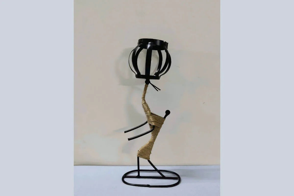 Jute Lady T-Light Candle Holder - Puja Celebrations