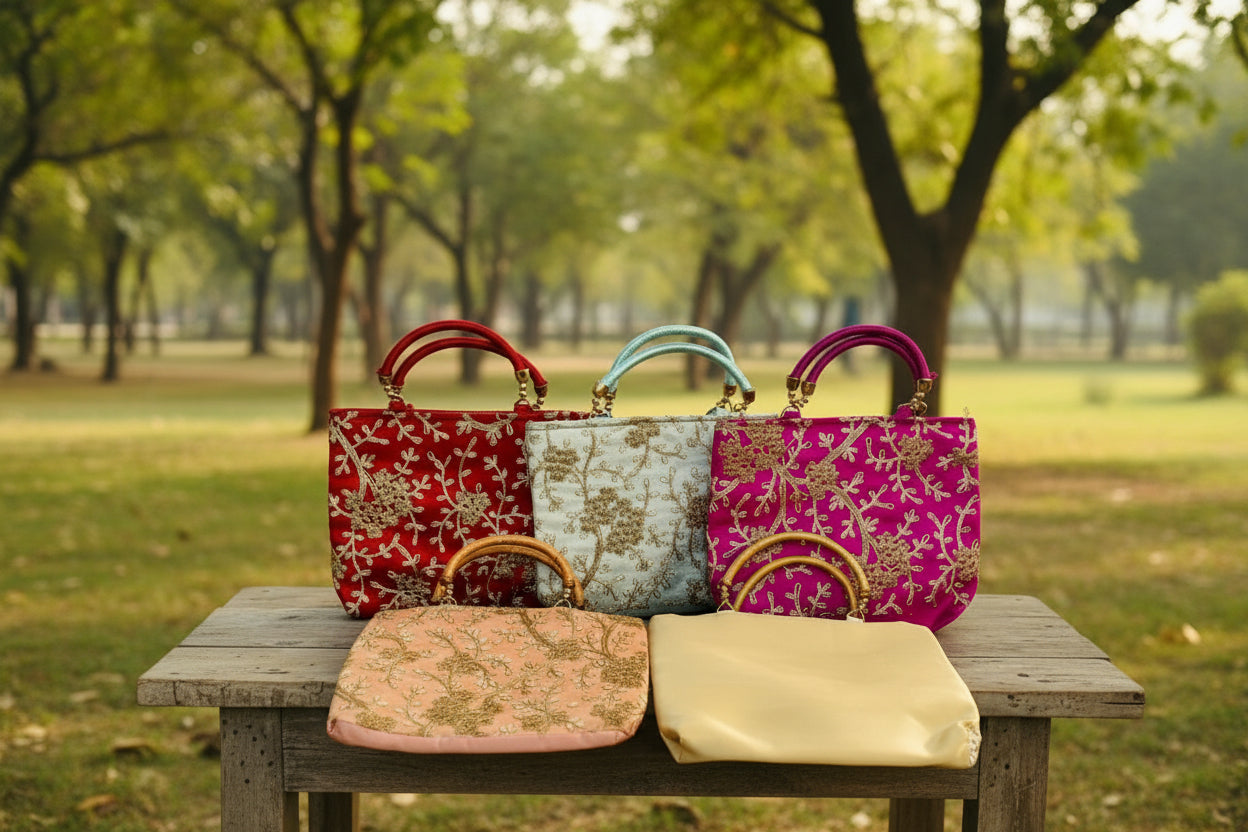 Designer Embroidery Handbag - Puja Celebrations
