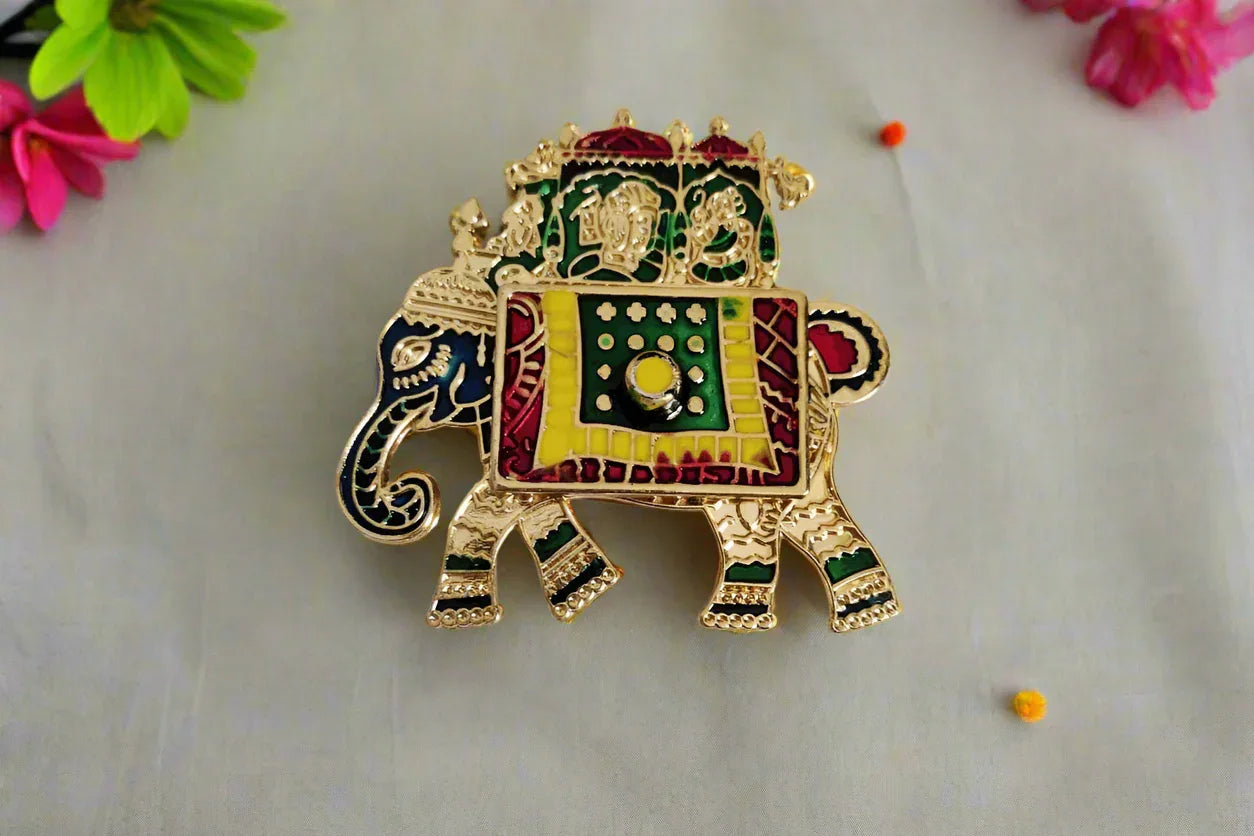 Elephant Design Kumkum Box - Puja Celebrations