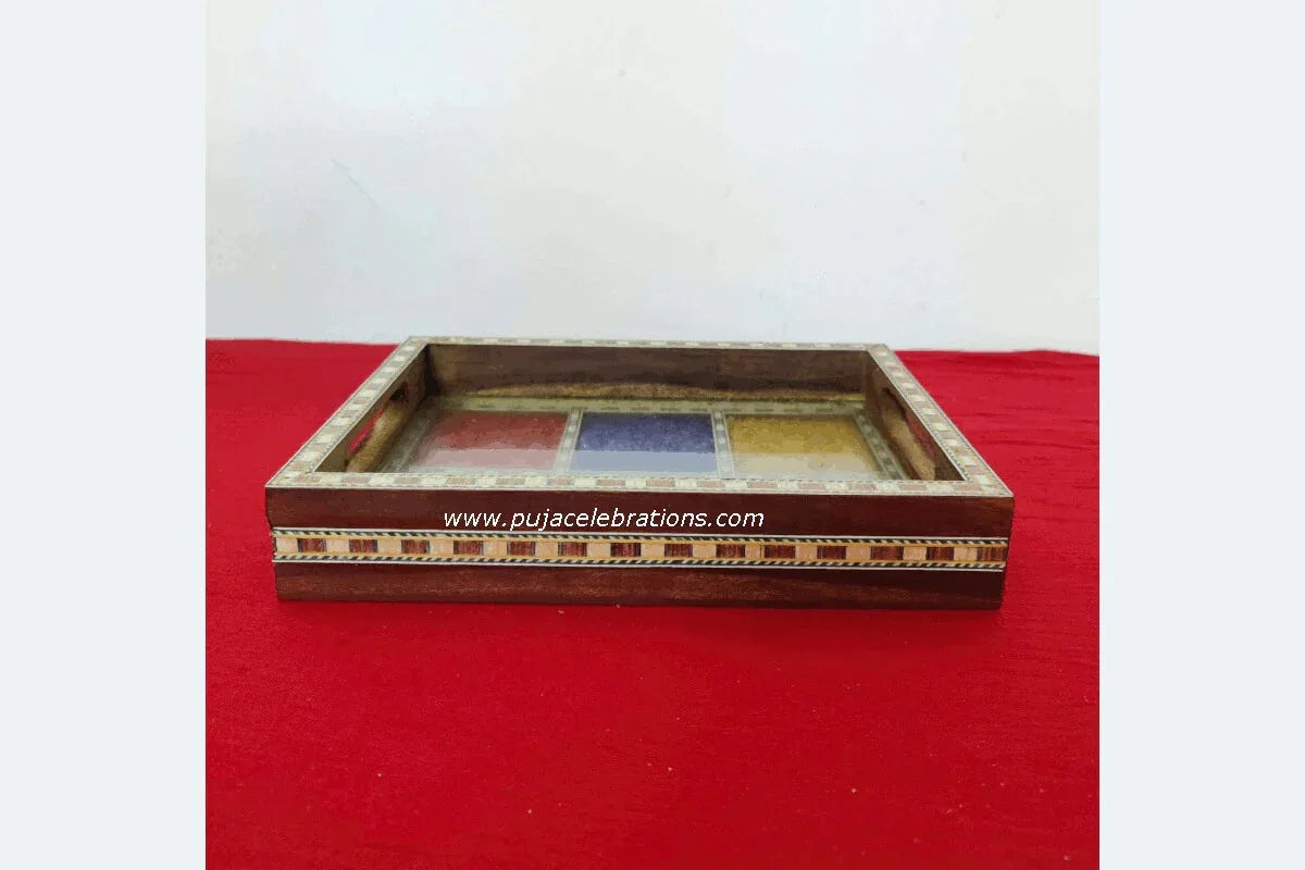 Gemstone Wooden Tray - Puja Celebrations