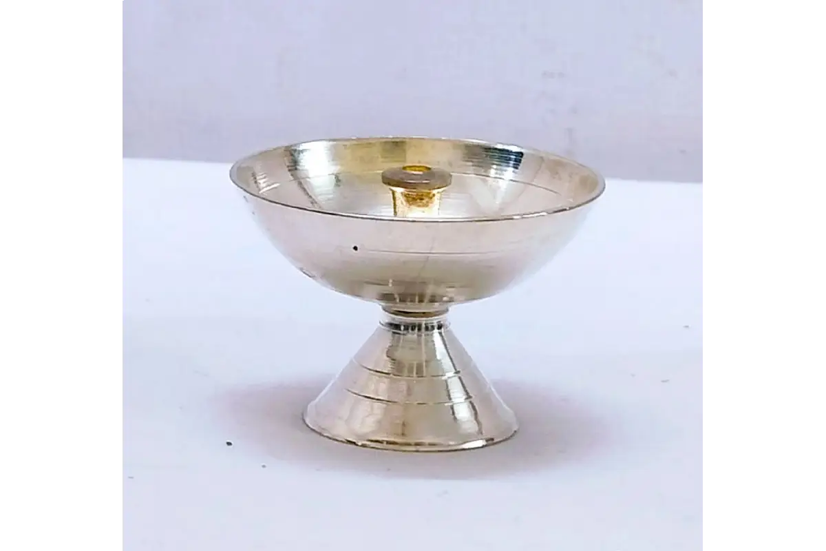 German_Silver_Nanda_Diya - White Metal Puja Accessory