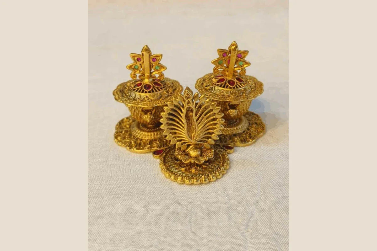 Brass Haldi Kumkum Box - Puja Celebrations