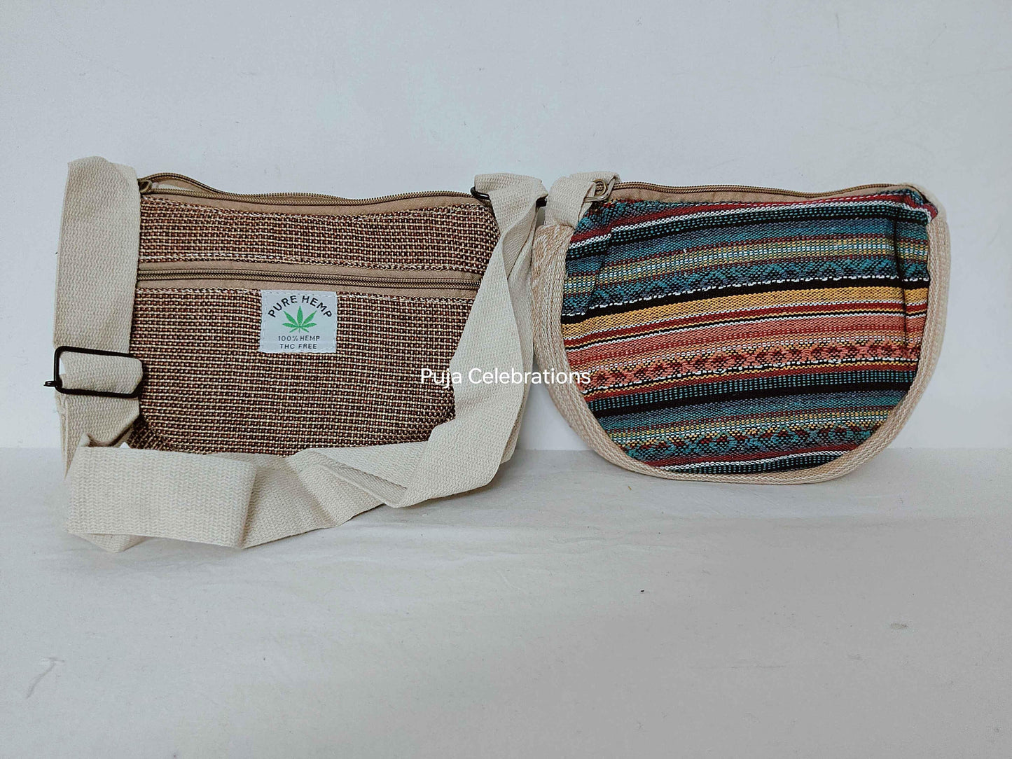 Hemp Oval Sling Bag - Puja Celebrations