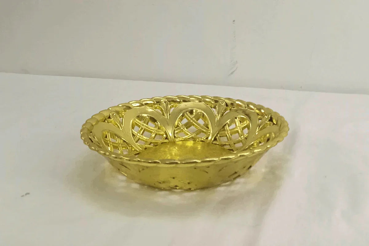 Golden Round Basket - Puja Celebrations