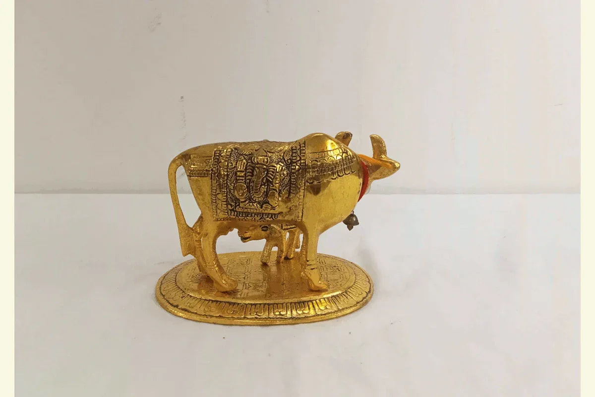 Cow and Calf Medium Oxidised - Puja Celebrations