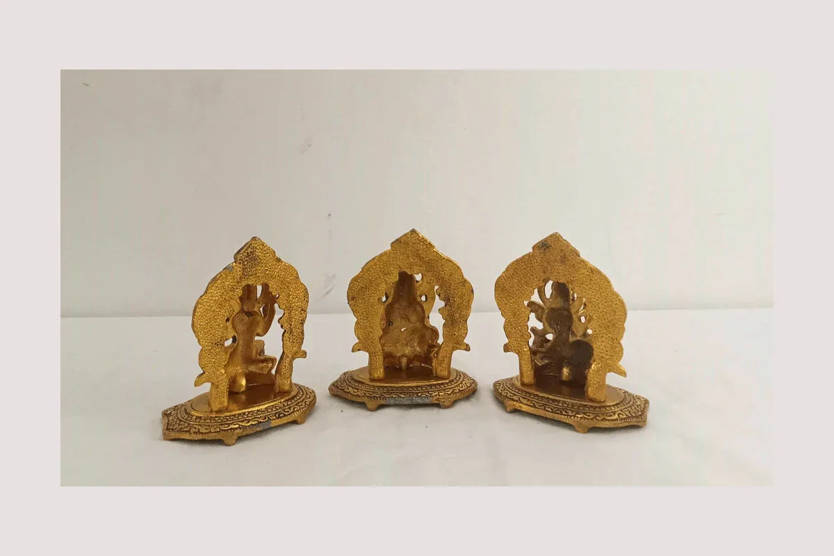 Metal Lakshmi Ganesha Saraswathi Set - Puja Celebrations