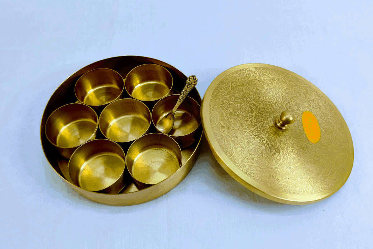 Brass Masala Spices Box (Anjarai Petti)