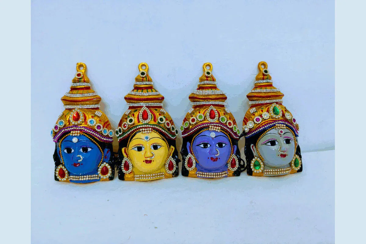 Navadurga Decorated Devi Faces - Puja Celebrations