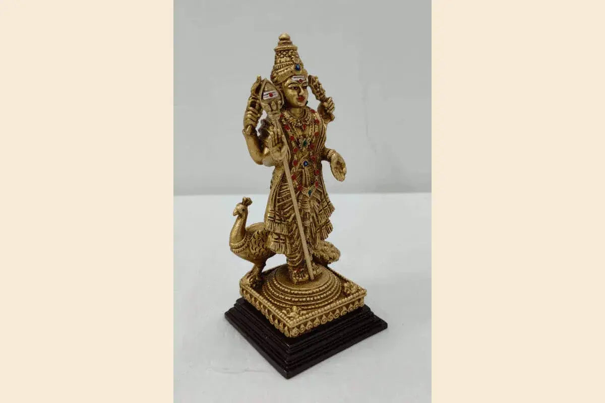 Subramanya Swami brass murti close-up