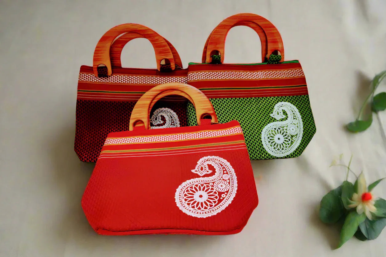 Khun Fabric Ladies Handbag - Puja Celebrations