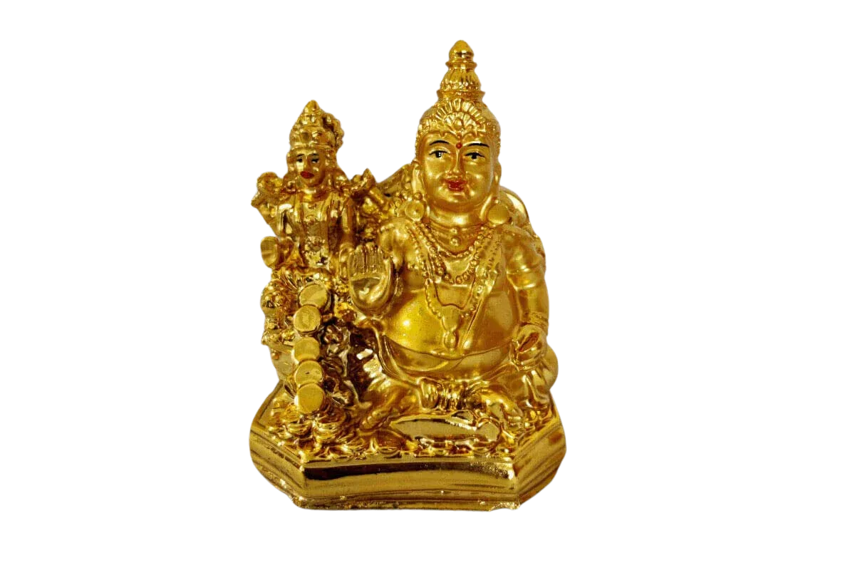 Kubera Lakshmi Statue Gold Small - Puja Celebrations