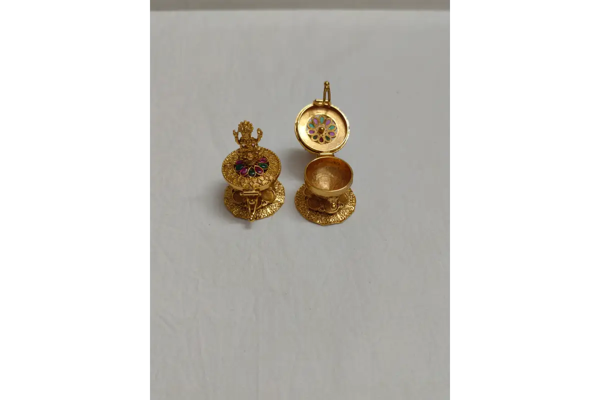 Brass Matte Lakshmi Kumkum Box
