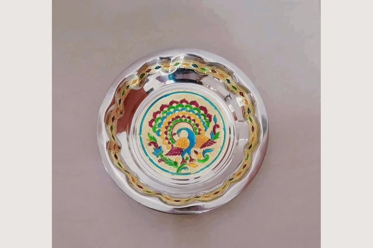 Meenakari Steel Basket - Puja Celebrations