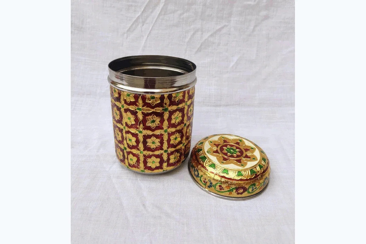 Meenakari Steel Dabba No 10 - Puja Celebrations