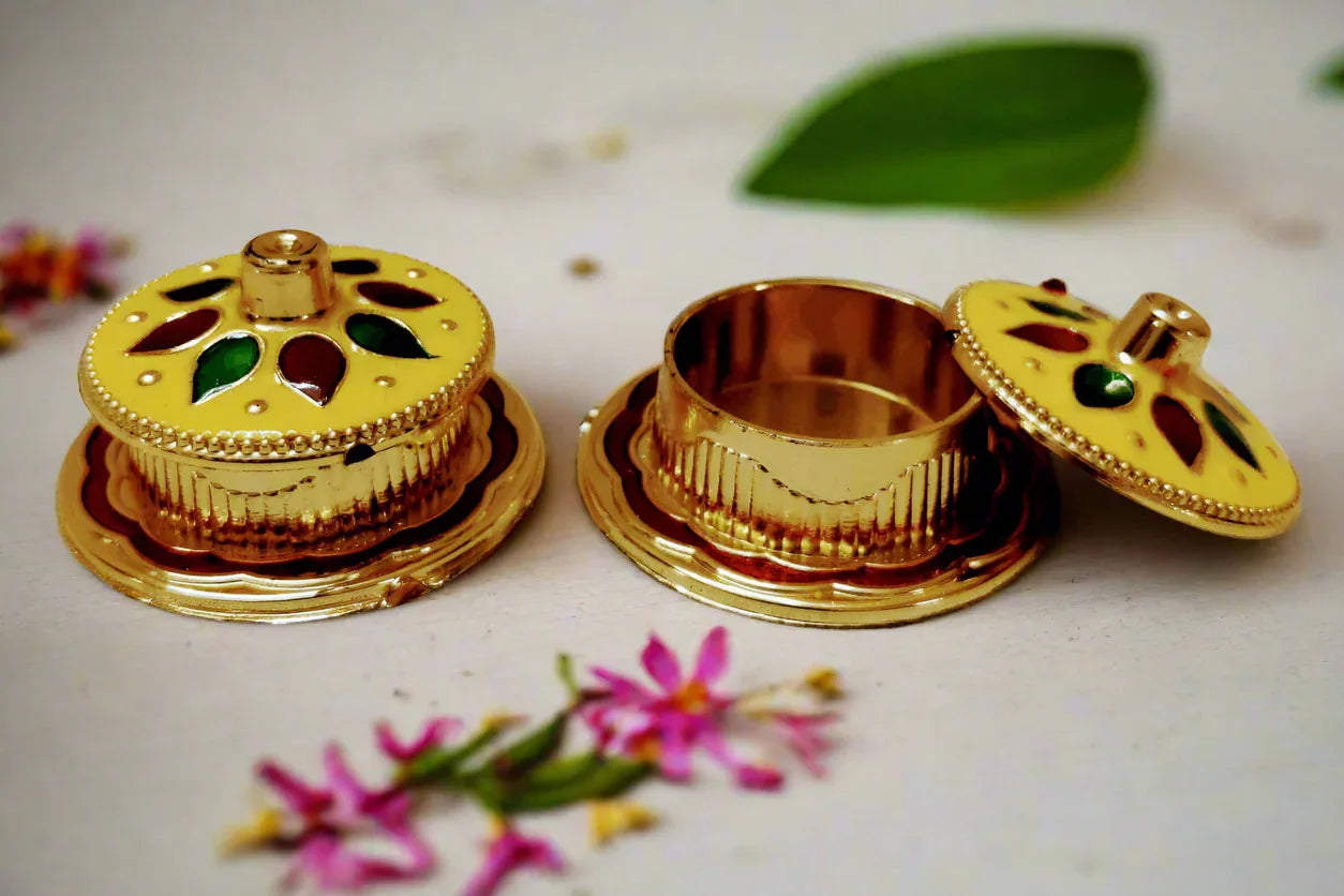 New Meenakari Design Kumkum Box (Set of 10) - Puja Celebrations