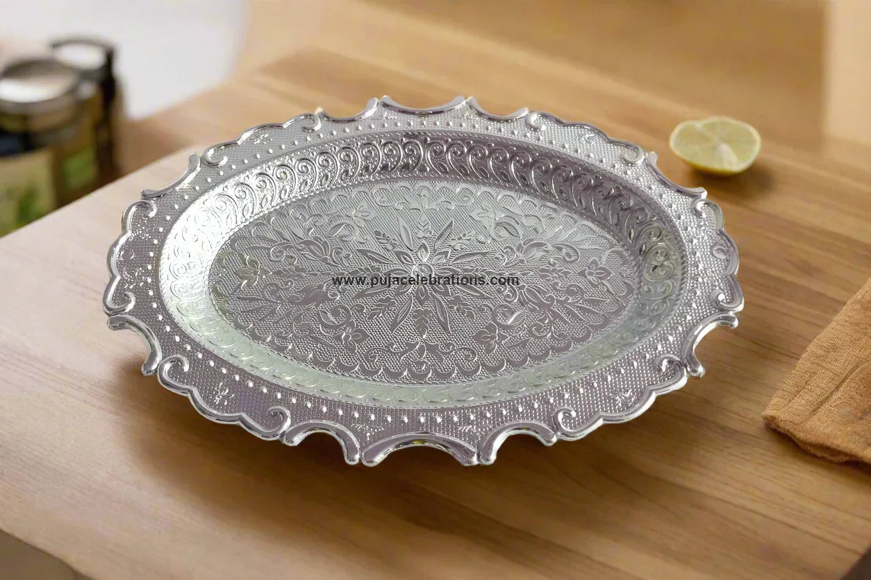 Oval Silver Tray Birthday Return Gift – Puja Celebrations