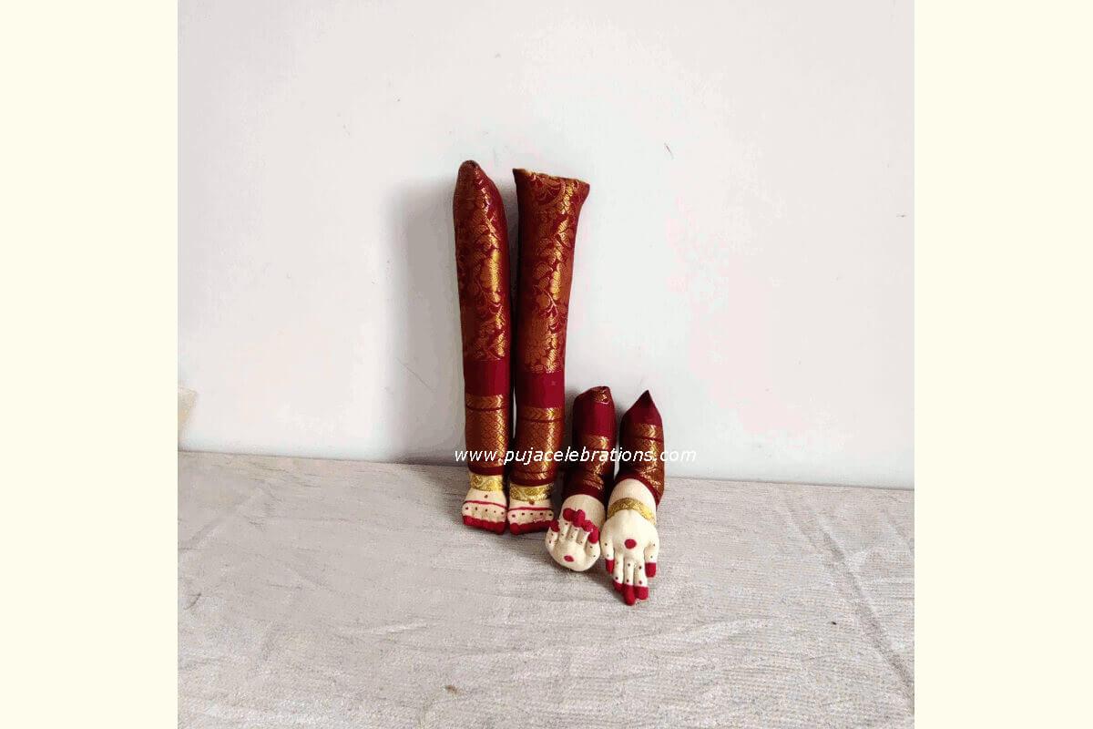 Decorated Pattu Zari Hands and Legs - Puja Celebrations