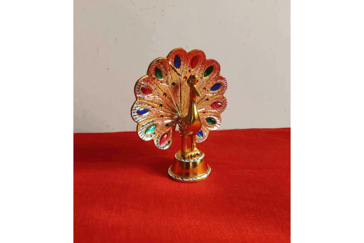 White Metal Peacock Gold - Puja Celebrations