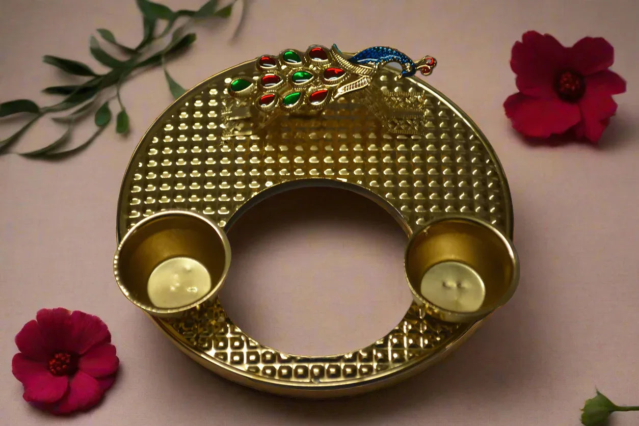 Peacock Kumkum Cups - Puja Celebrations
