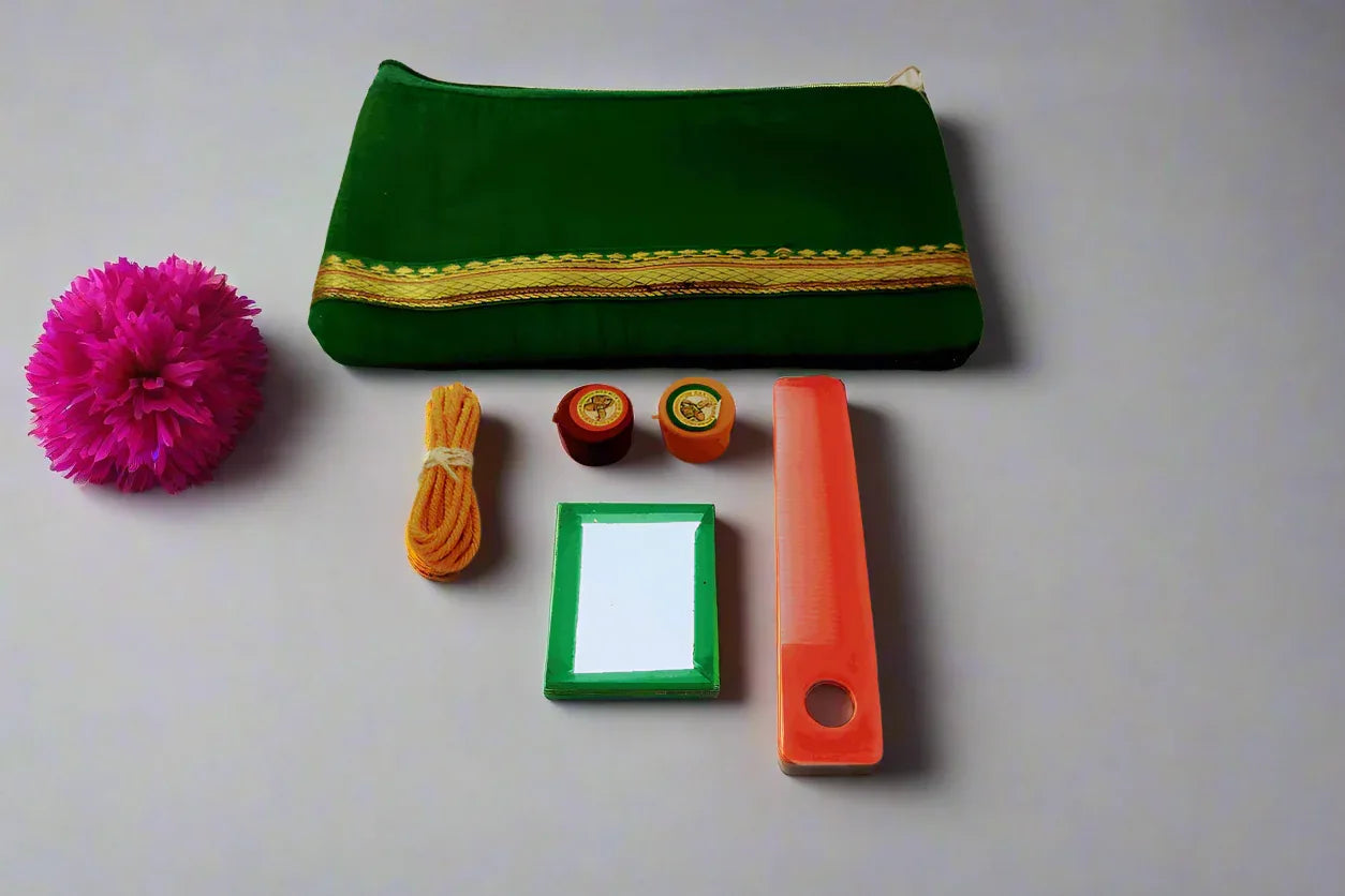 Raw Silk Purse Tambulam Set - Puja Celebrations