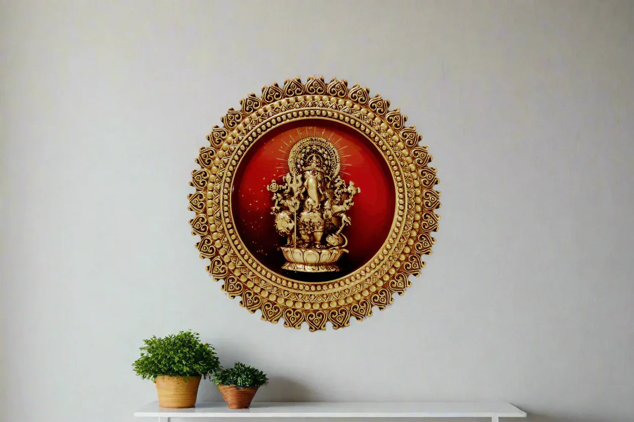 Round Shubha Drishti Ganapathy Wall Hanging - Puja Celebrations