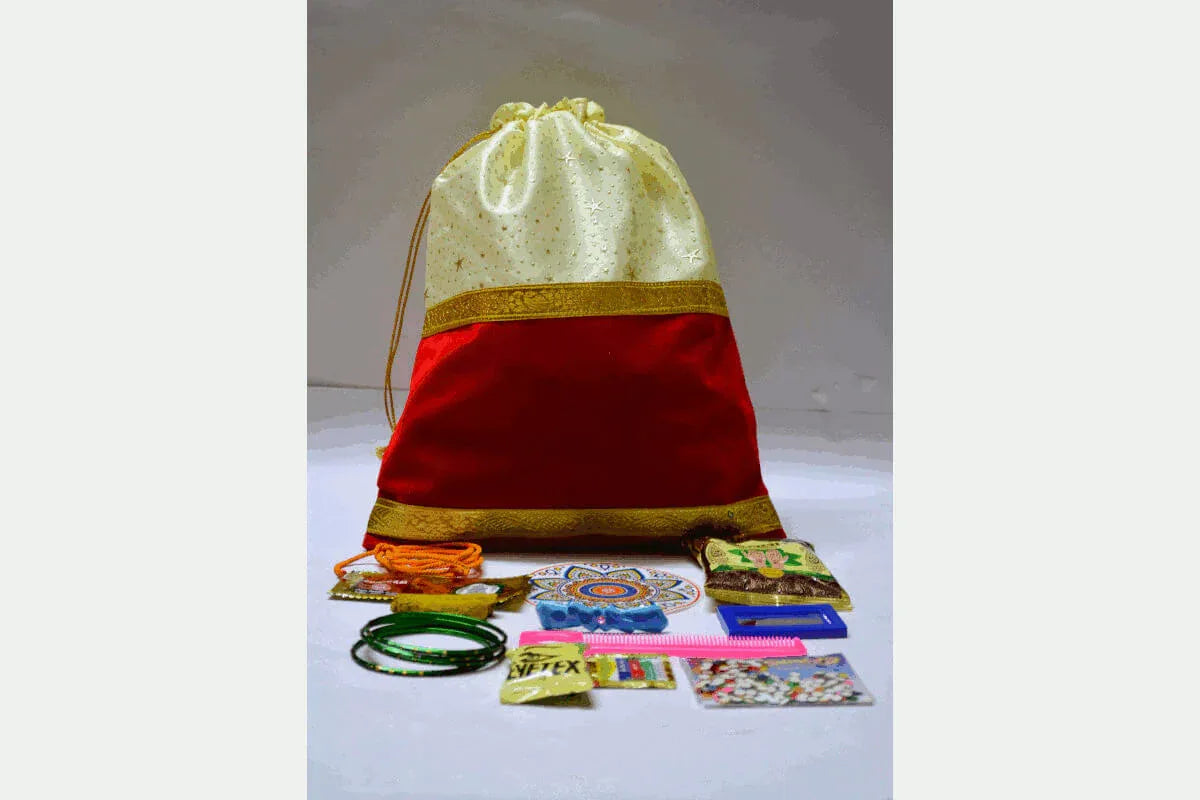 Velvet Tissue Potli Combo - Puja Celebrations