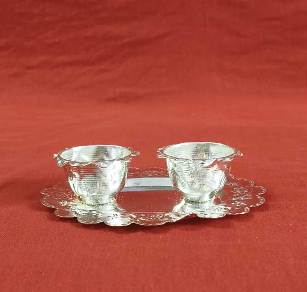 White Metal Kankavati Haldi Kumkum - Puja Celebrations