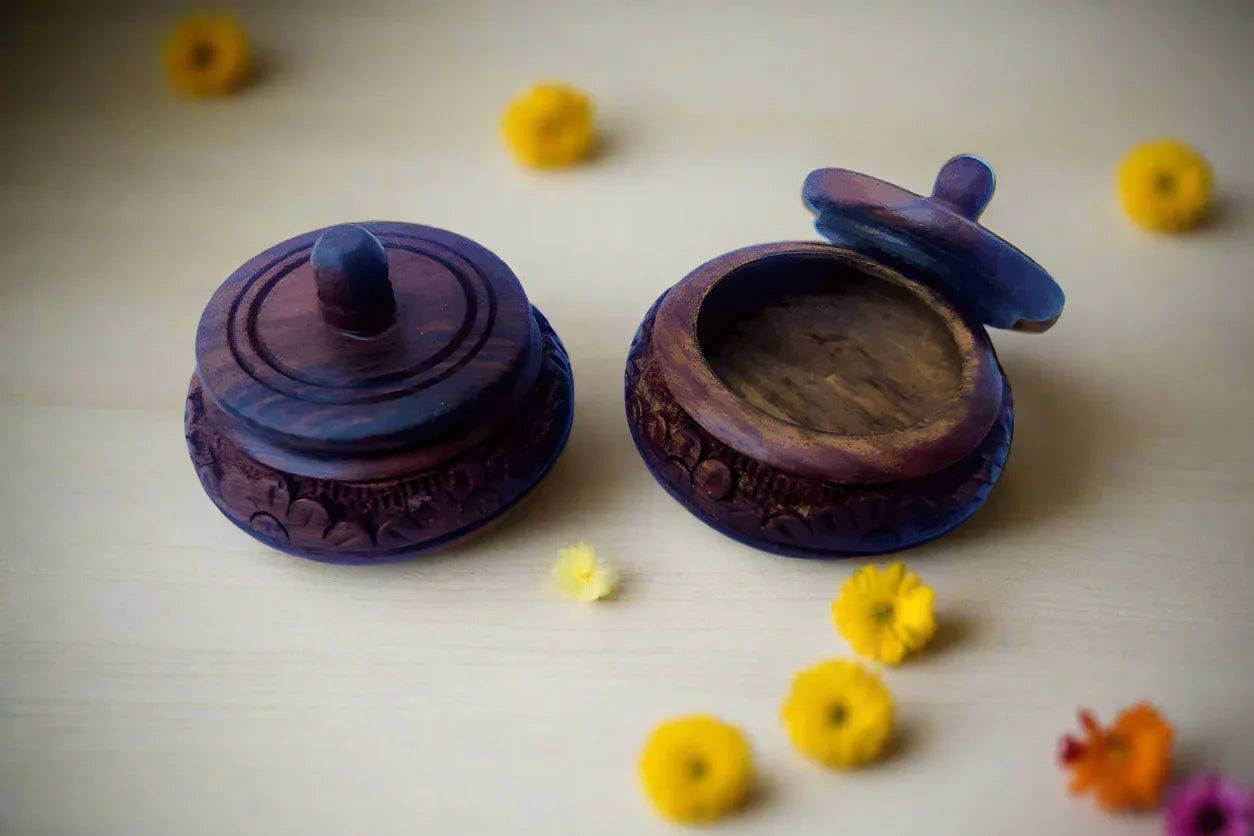 Wooden Kumkum Box - Puja Celebrations