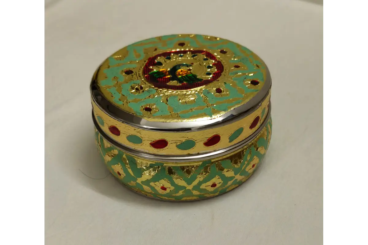 Meenakari Steel Box – Elegant Return Gift for Weddings & Pooja
