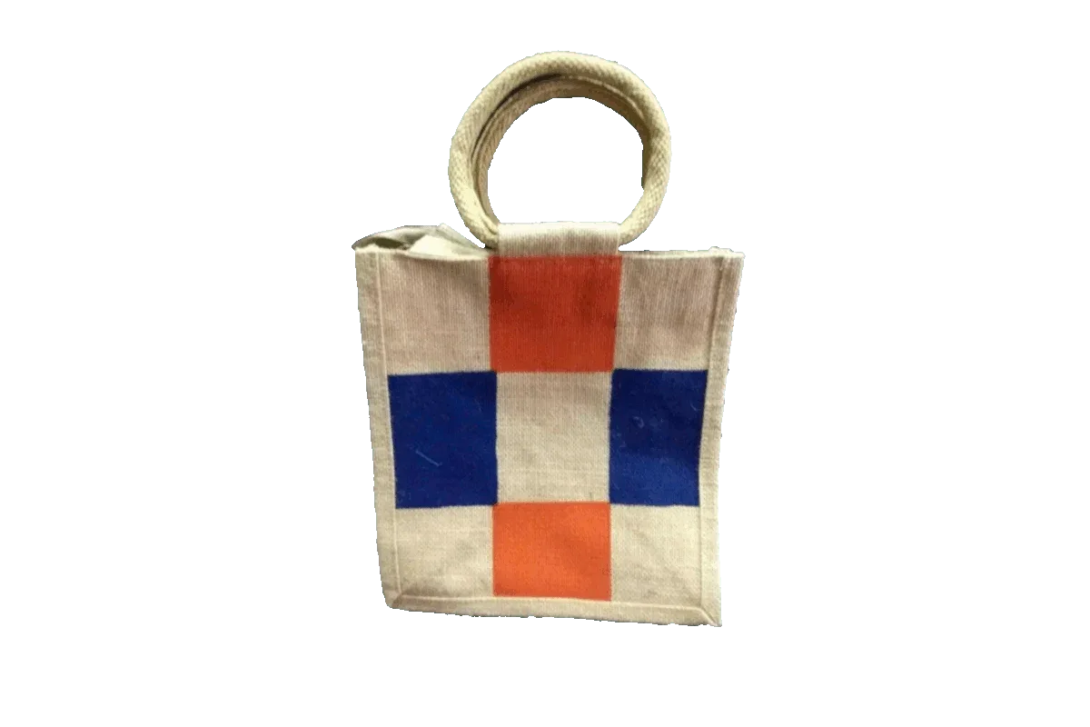 Checks Design Jute Bag - Puja Celebrations