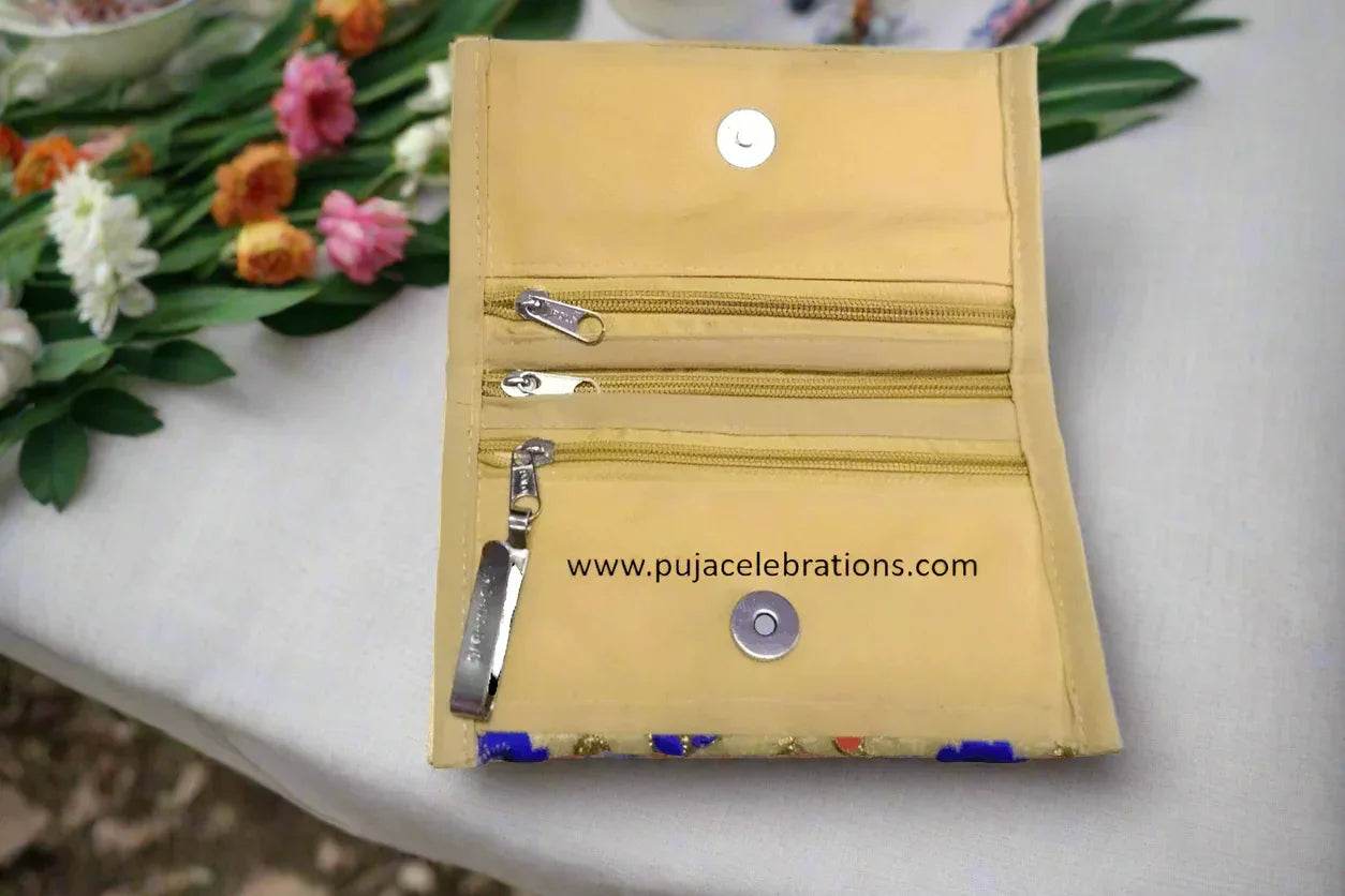 Cream Clutch with Embroidery - Puja Celebrations