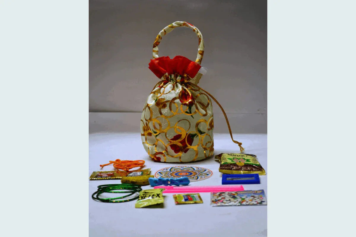 Gold Ring Potli Combo - Puja Celebrations