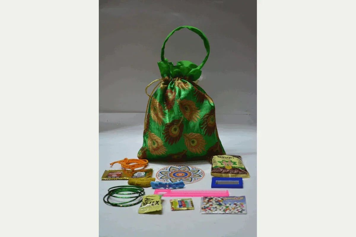 Peacock Feather Potli Combo - Puja Celebrations