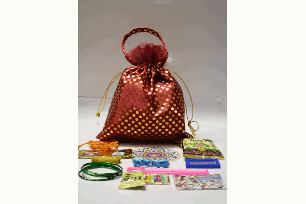 Small Dot Potli Combo - Puja Celebrations