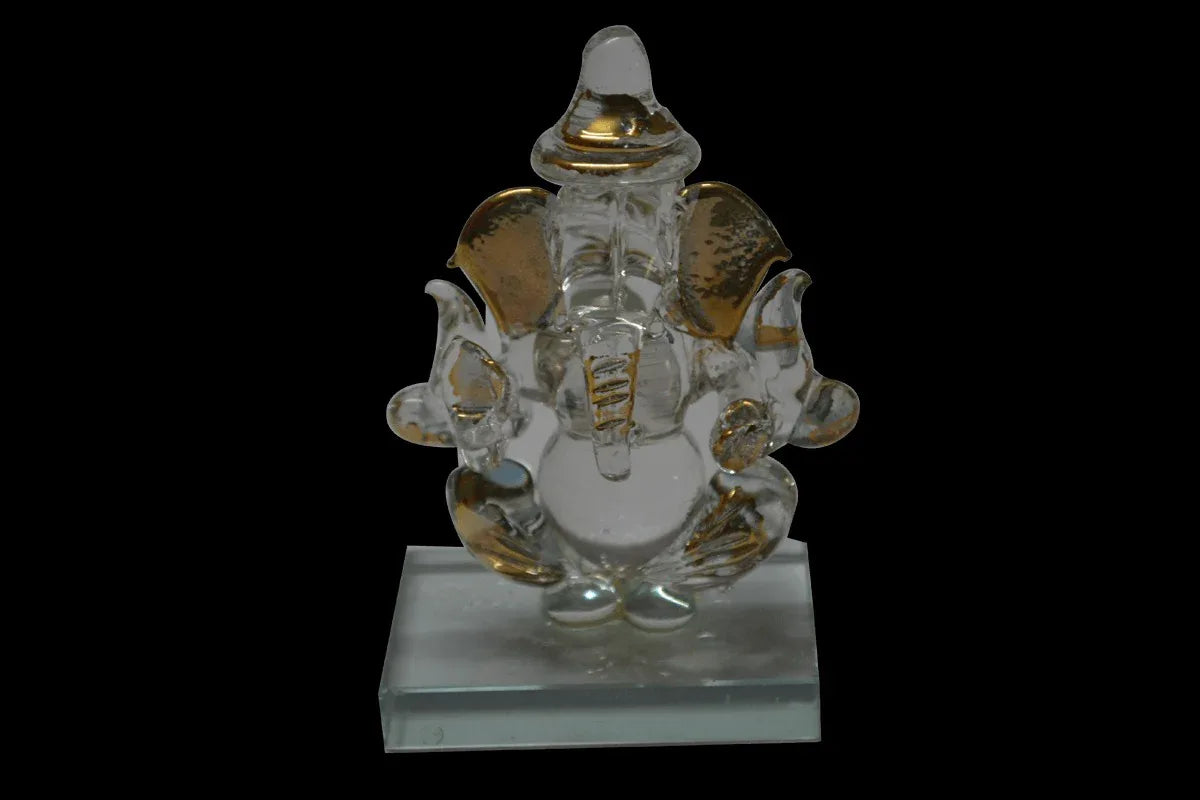 Glass Ganesh Gold - Puja Celebrations