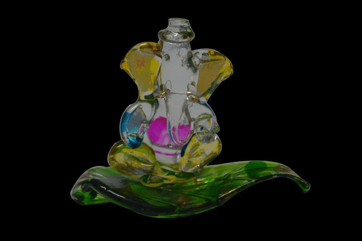 Glass Leaf Ganesh - Puja Celebrations