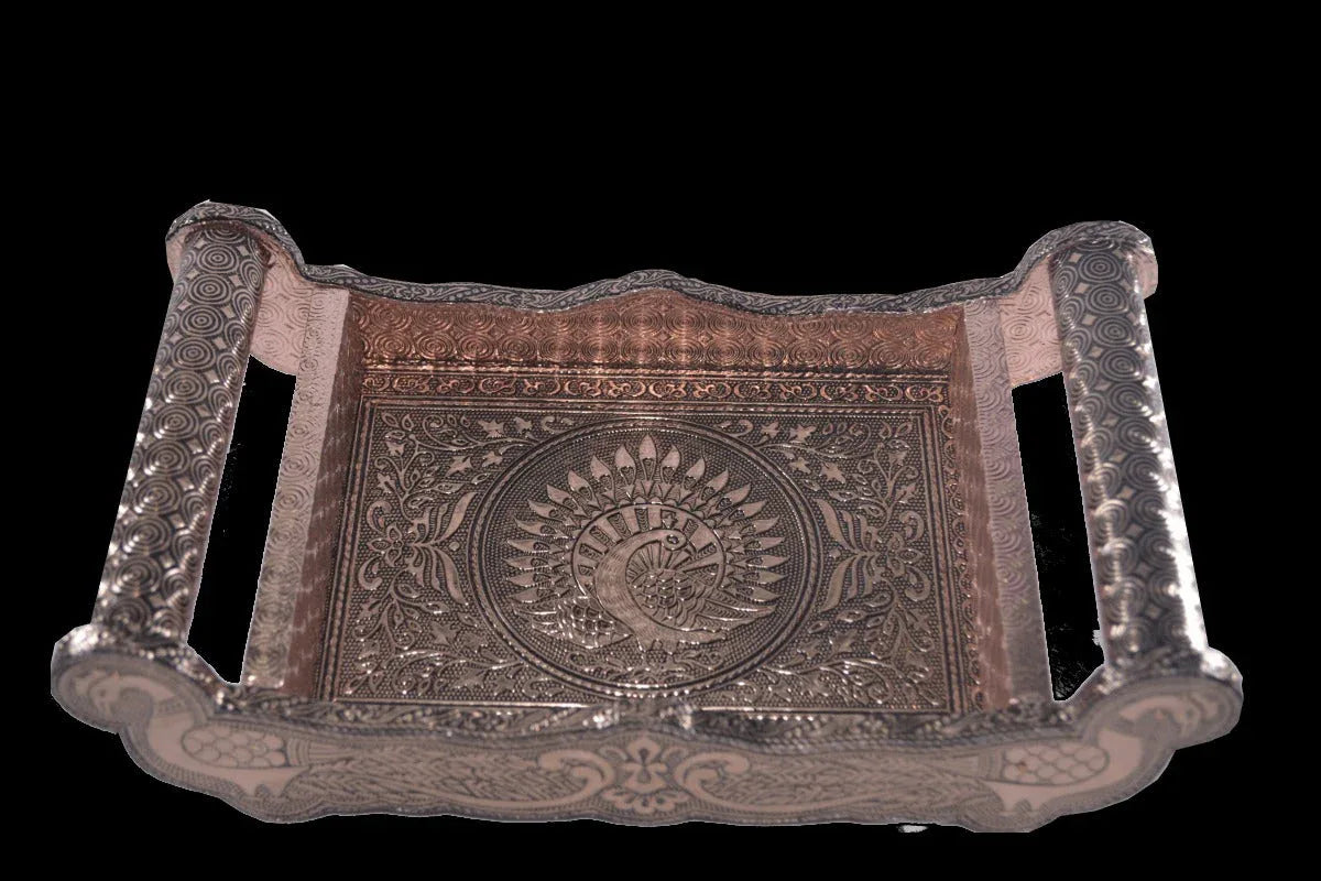 Copper Oxidized Tray - Puja Celebrations