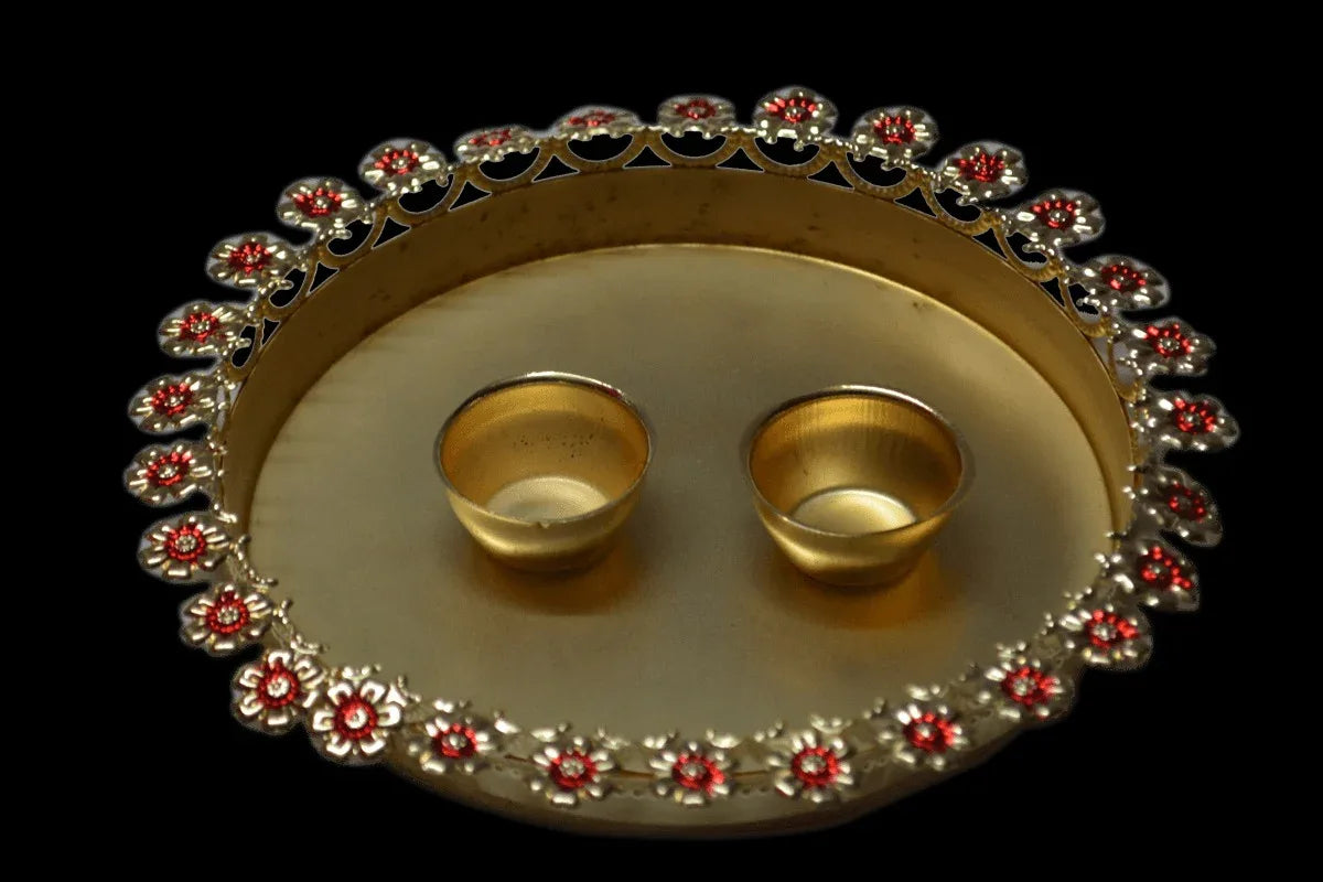 Plate with Kumkum Cups - Puja Celebrations
