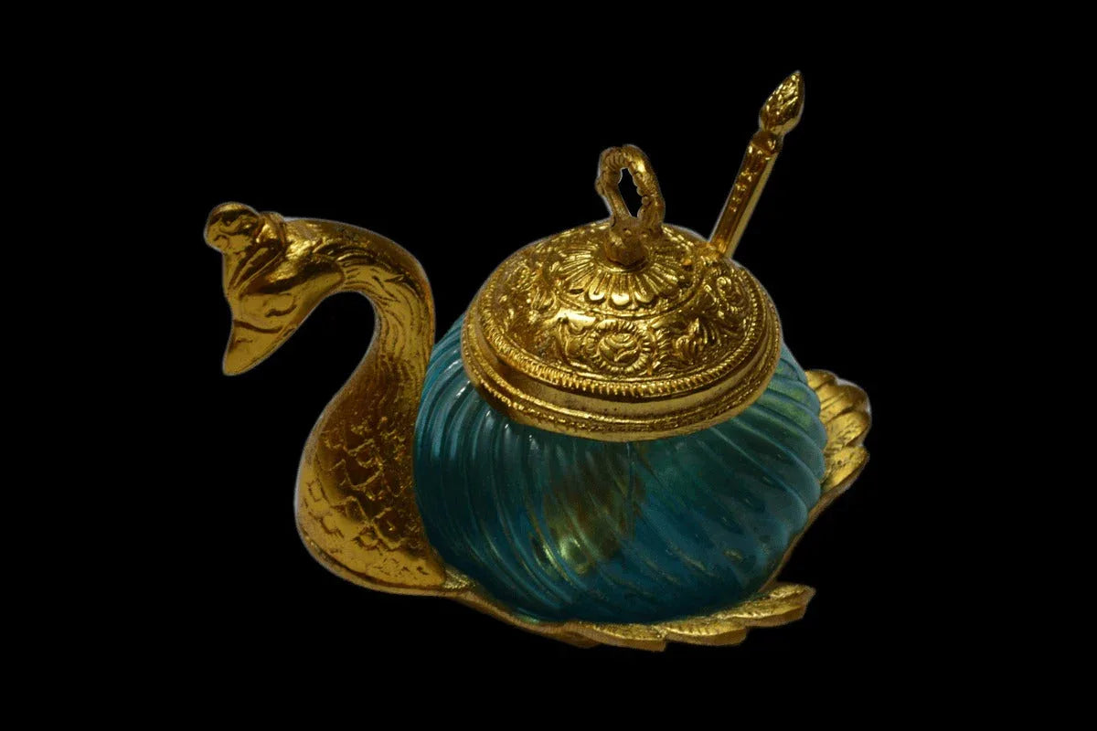 Duck Swan Bowl Spoon Gold - Puja Celebrations