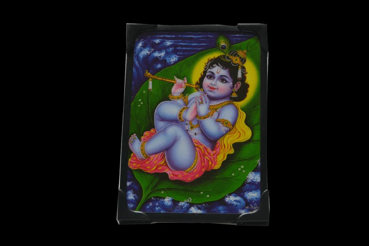 Krishna On Leaf Photo Frame - Puja Celebrations