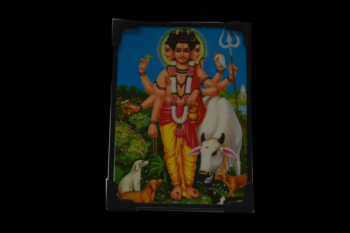 Dattatreya Laminated Photo Frame - Puja Celebrations