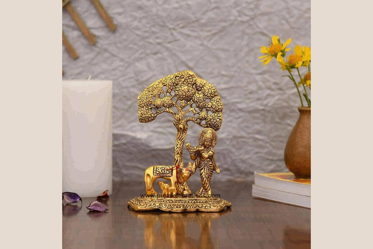 Krishna with Cow under Tree - Puja Celebrations