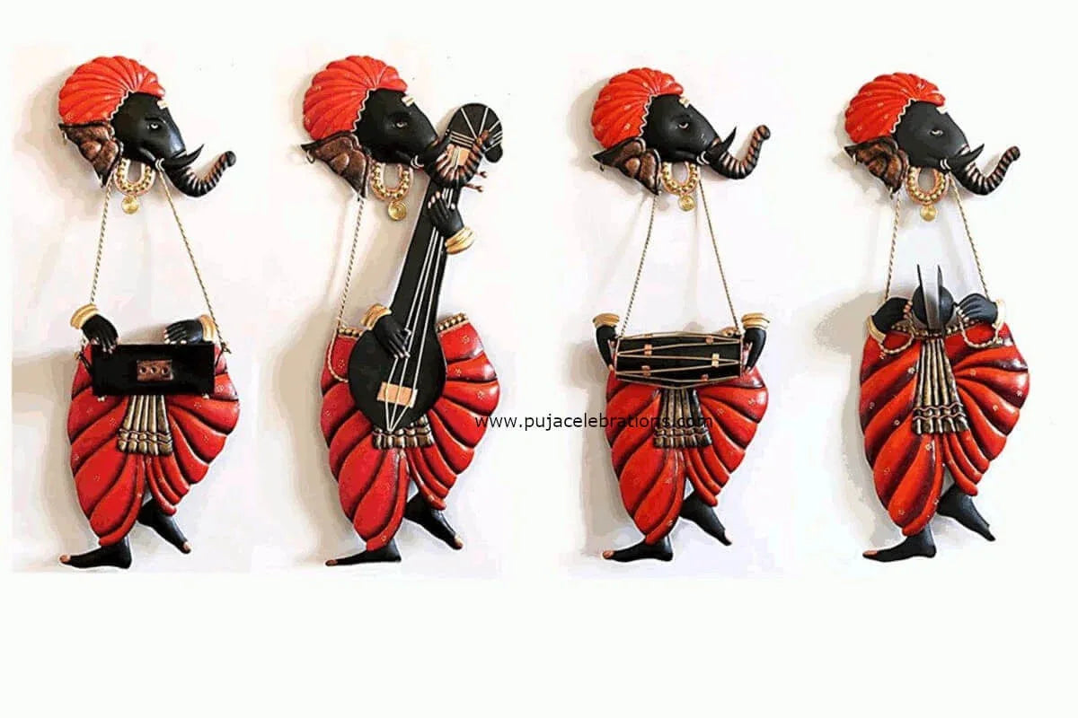 Wrought Iron Musical Ganesha Wall Decor - Puja Celebrations