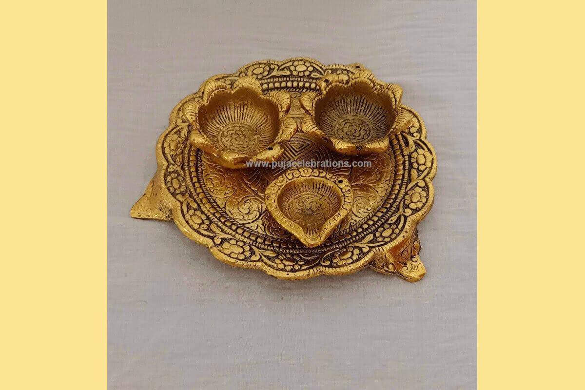 Metal Oxidised Pooja Thali - Puja Celebrations